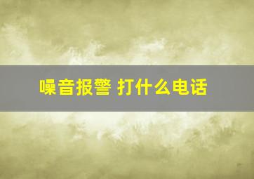 噪音报警 打什么电话